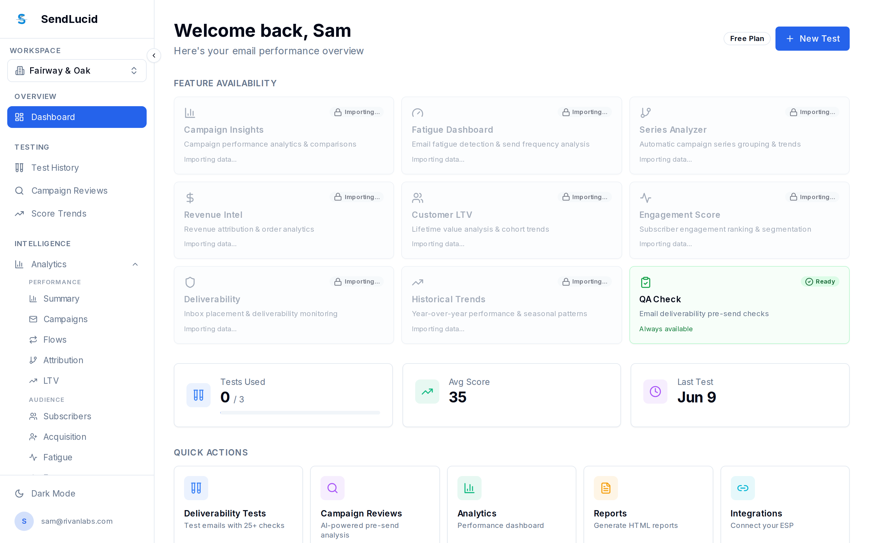 SendLucid Dashboard